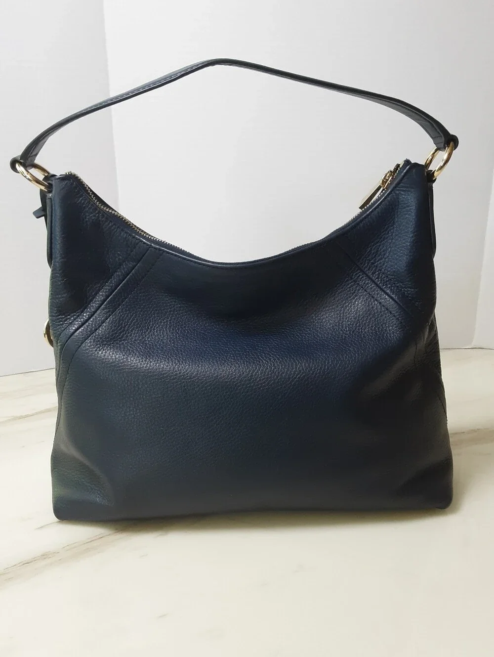 MICHAEL KORS Aria Navy Blue Pebble Leather Hobo Shoulder Bag - EUC